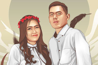 drawing special couple cartoon portrait for you