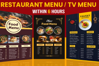 design TV menu restaurant menu digital menu board food menu