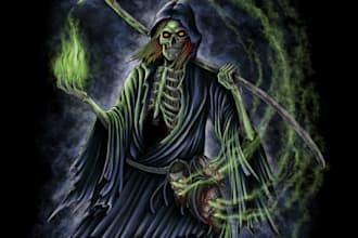 draw a detailed dark art illustration
