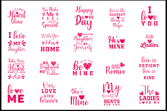give you 30 valentine quotes print ready tshirt design