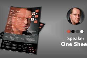 create a professional speaker one sheet