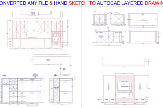 convert your any sketch and drawing into a layered autocad file, autocad expert