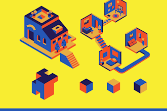 create isometric illustration for website and mobile apps