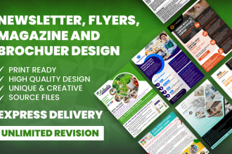 design newsletter, flyer and brochure in canva or photoshop