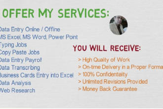 do data entry, web research, virtual assistant jobs