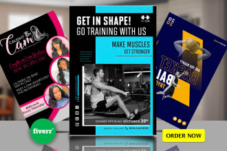 design food,fitness,events,music flyer brochures posters