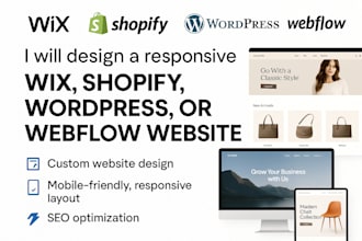 design shopify, wix, wordpress, or webflow website