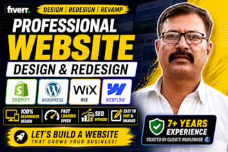 design shopify, wix, wordpress, or webflow website
