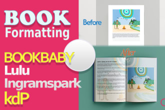 skilfully format or layout your book on bookbaby, lulu, kdp