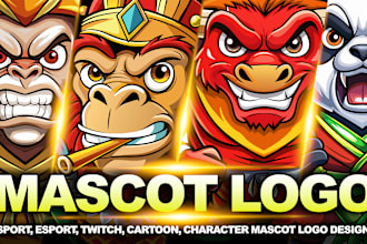 create sport, esport, twitch, cartoon, character mascot logo design
