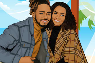 draw your couple cartoon portrait