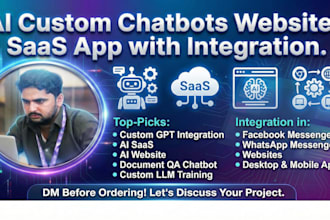 create ai custom chatbots websites saas app with integration