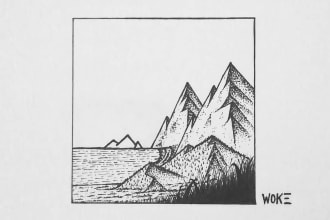 hand draw a black and white minimalist drawing