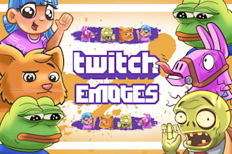 illustrate custom twitch and youtube emotes in my style