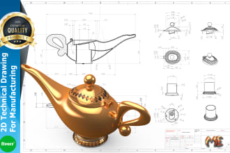 do 2d technical drawings and 3d cad models for manufacturing