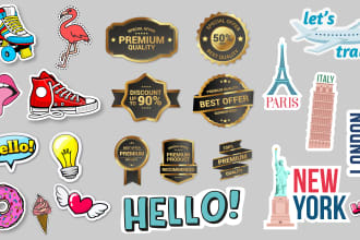 design custom high quality stickers, label, badges, vintage
