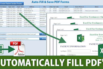 populate data into PDF document from excel with 1 click
