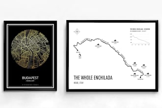 design a custom city map, trail map or travel map  of any places