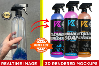 render your realistic 3d bottle and mockup label