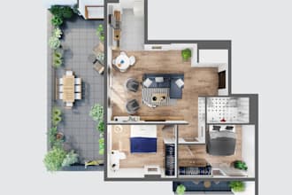 create realistic 3d floor plan rendering for real estate