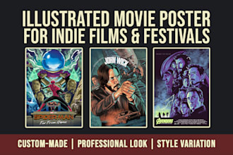 illustrated movie poster for indie films and festivals