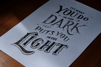 draw hand lettering quote design for t shirt and wall art