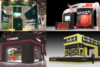 design and render exhibition stand, booth or kiosk
