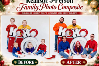 do realistic photo manipulation and family photo compositing