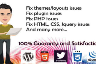 fix joomla, html, CSS, wordpress, javascript, php issues