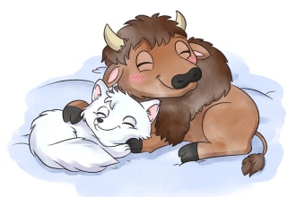 create a cute kawaii cartoon animal and pet illustration