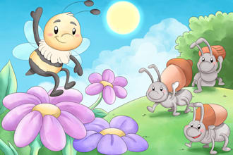 make cute beautiful children book illustration
