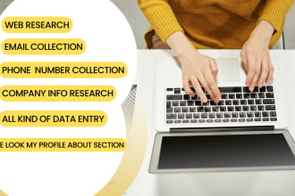 do web research, email finding, company details scraping, contact info research