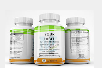 put your label 3d realistic supplement bottle