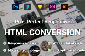 convert xd to HTML, figma to HTML, PSD to HTML with bootstrap