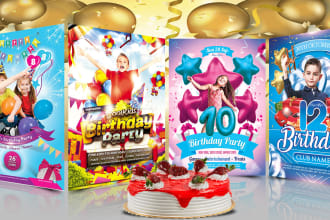 do kids birthdays, kids parties, summer camp, flyer or poster