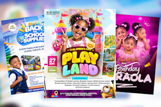 do kids birthday, kids party, summer camp, school flyer