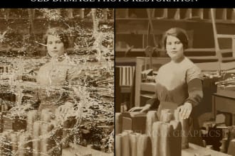 do old damage photos restoration and add missing parts