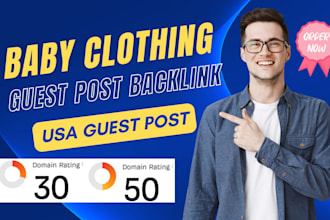 publish baby clothing shower article with USA guest post backlink