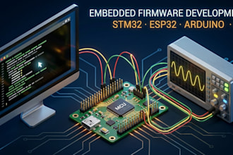 develop custom embedded firmware for stm32, esp32, arduino and iot