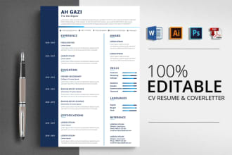 design your professional resume, cv, cover letter, portfolio