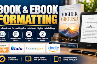 do professional book formatting for KDP, kindle, ebook and paperback