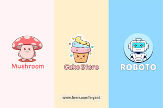 draw cute cartoon logo or cute character illustration