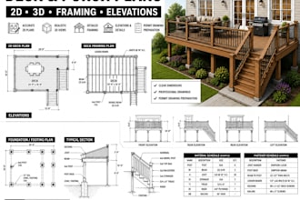 create 2d, 3d deck, porch framing, and elevation plans