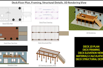 create 2d, 3d deck, porch framing, and elevation plans