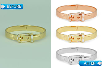 edit jewelry retouching yellow, rose and silver gold