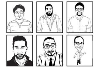 create black and white line art illustration from your pics