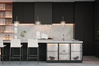 create a beautiful 3d interior render