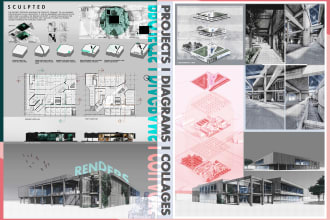 do architectural diagrams, concept sketches, and collages