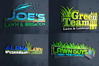 professional landscape, grass trimming, and lawn care logo