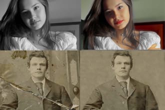 restore and colorize old damaged black and white photos